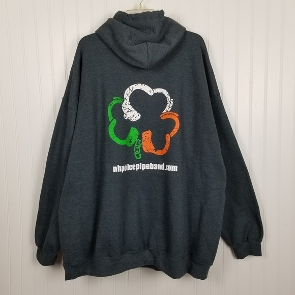 Hoodie Sweatshirt Pull Over Graphic NHPA Bag Pipes & Drums Irish Pockets Police - Picture 4 of 12